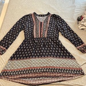 Long sleeve, patterned, light weight dress